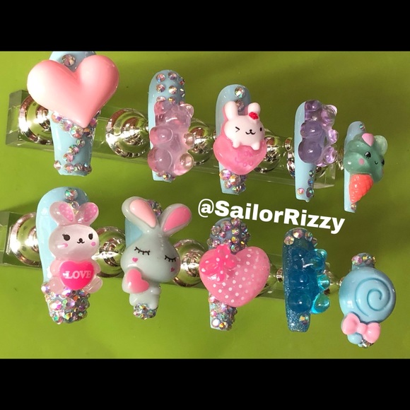 Handmade Kawaii inspired nail set - Picture 1 of 5